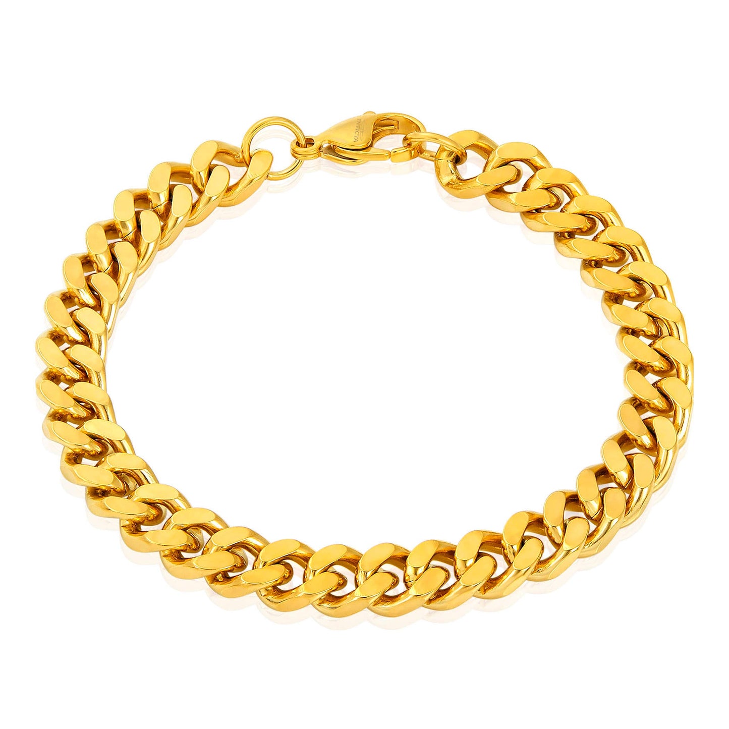 West Coast Jewelry - Invicta Jewelry Curb Chain Steel Bracelet (8.5mm) - 8.5": Gold