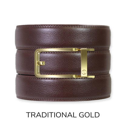 Tough Apparel - Espresso Leather Rachet Belt & Buckle Set: Iron