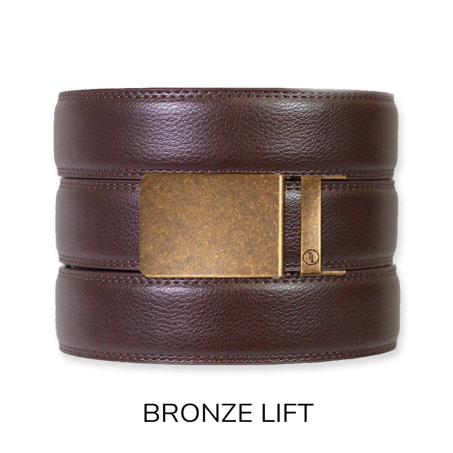 Tough Apparel - Espresso Leather Rachet Belt & Buckle Set: Iron