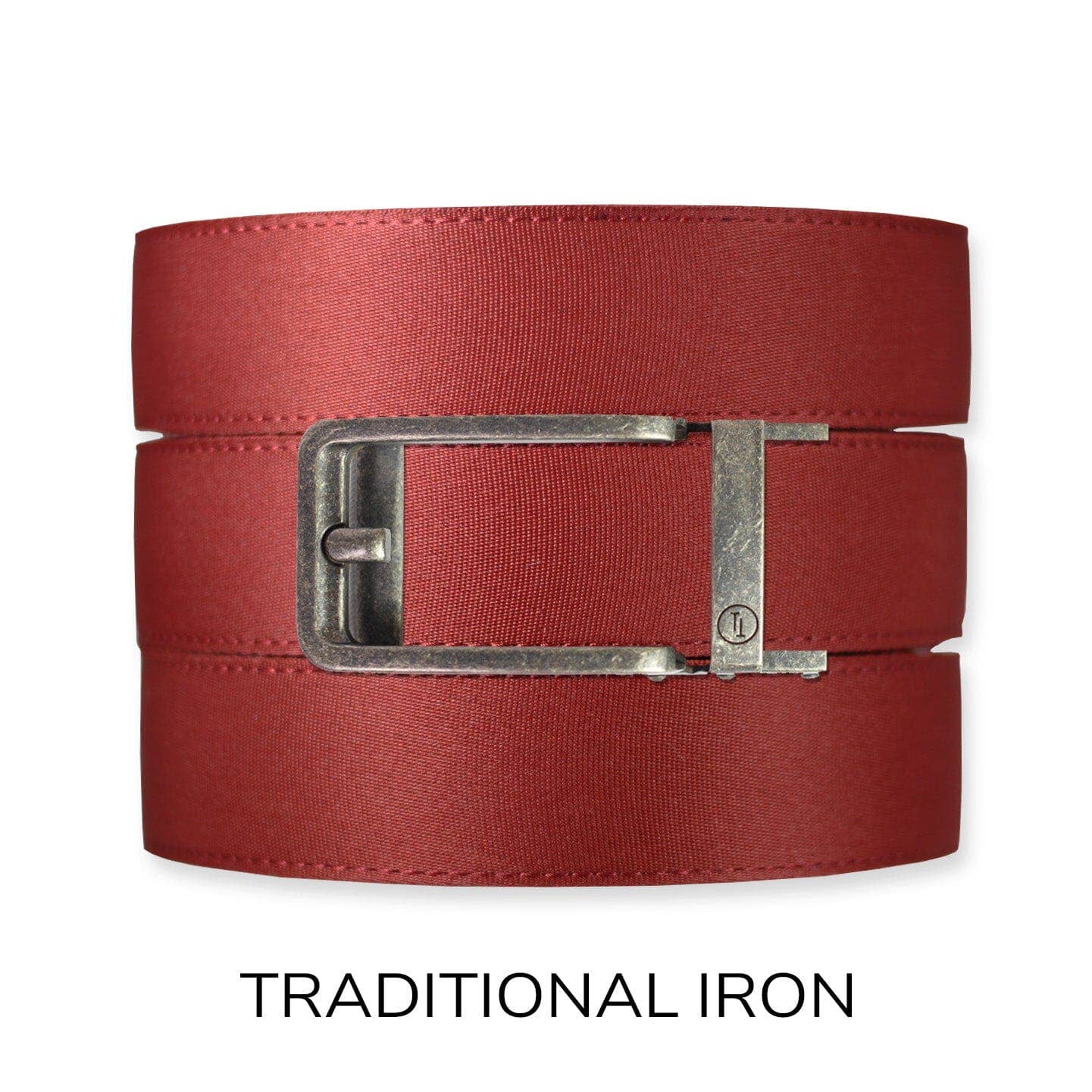 Tough Apparel - Brick Red Canvas+ Ratchet Belt & Buckle Set: American Flag - Gun Metal