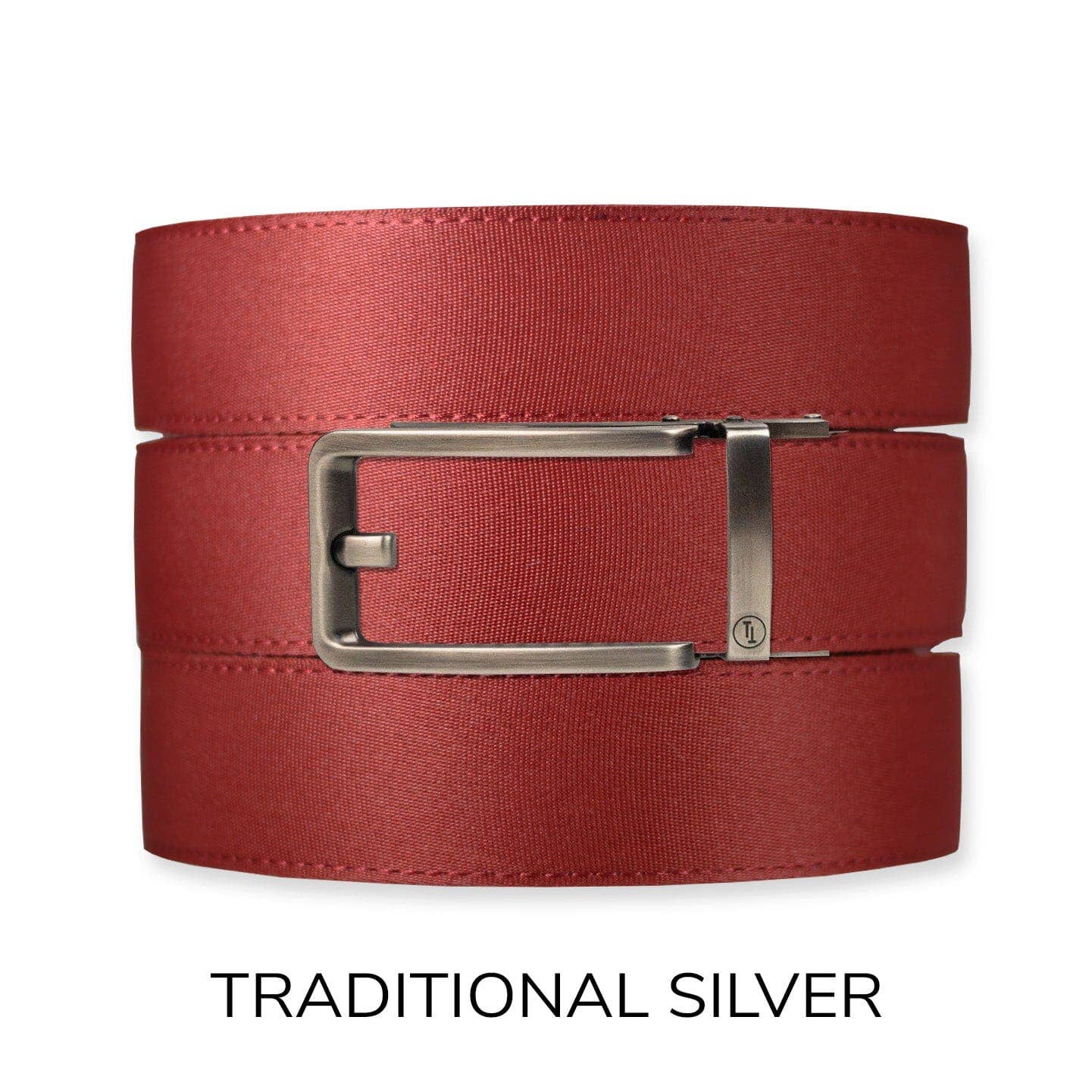 Tough Apparel - Brick Red Canvas+ Ratchet Belt & Buckle Set: Brushed Gold