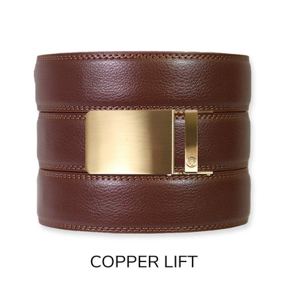 Tough Apparel - Chestnut Leather Ratchet Belt & Buckle Set: Traditional Bronze