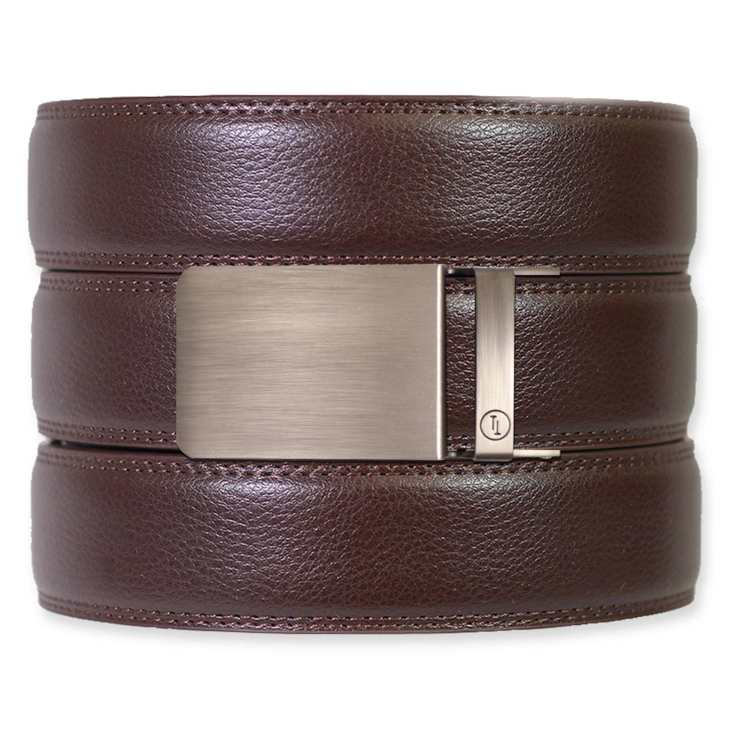Tough Apparel - Espresso Leather Rachet Belt & Buckle Set: Iron