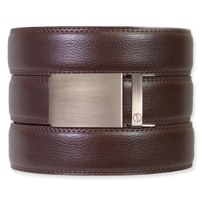 Tough Apparel - Espresso Leather Rachet Belt & Buckle Set: Iron