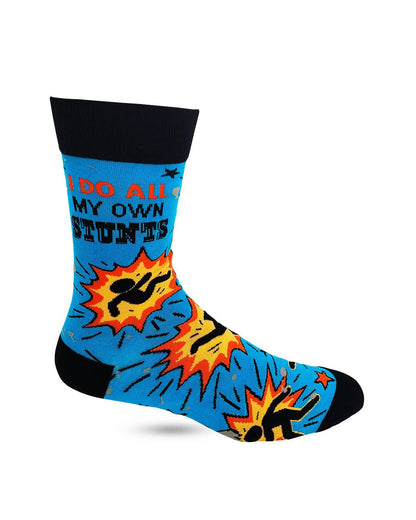I Do All My Own Stunts Men's Novelty Crew Socks