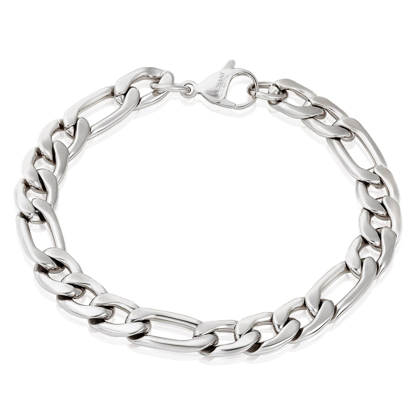 West Coast Jewelry - Invicta Jewelry Figaro Chain Steel Bracelet (9.3mm) - 8.75": Silver