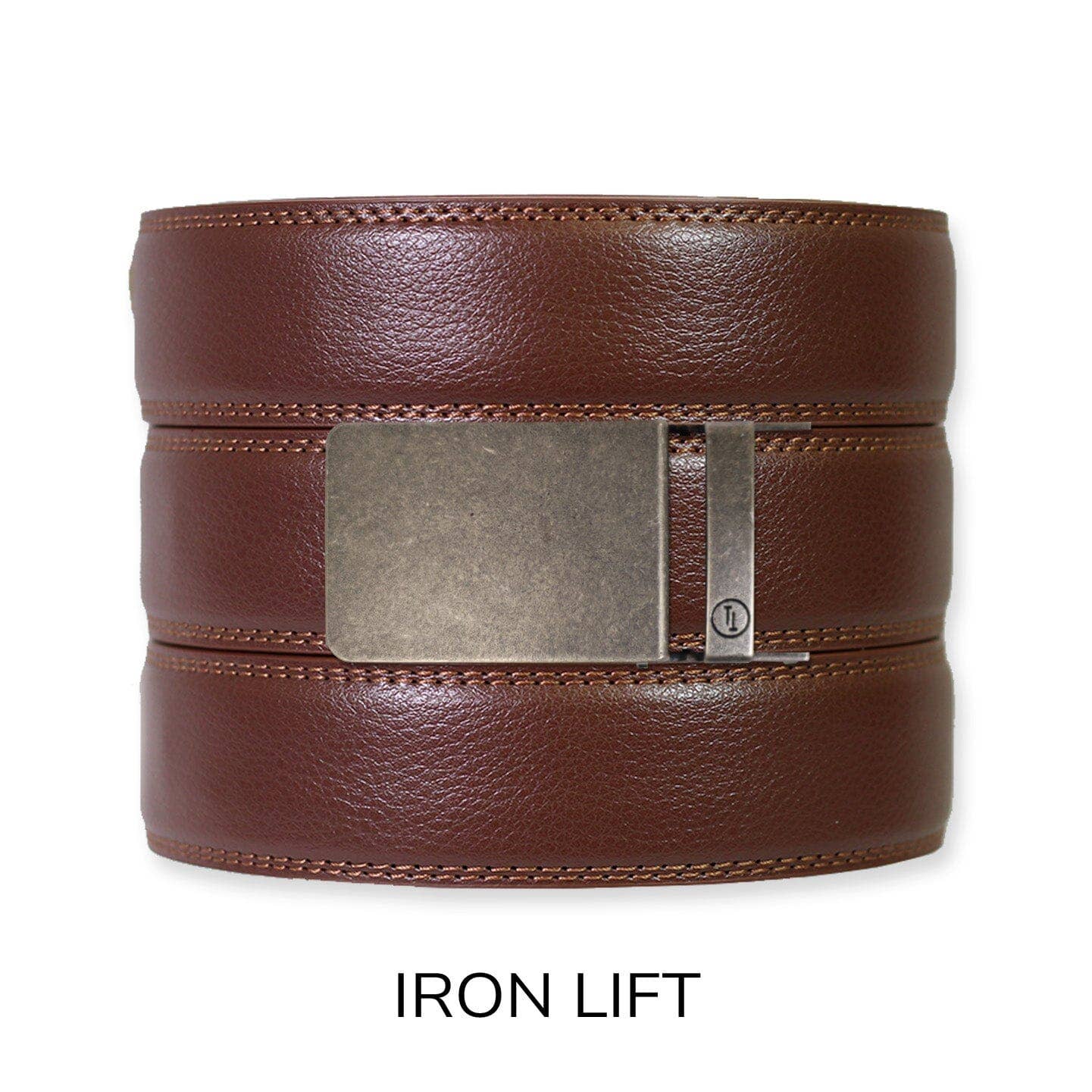 Tough Apparel - Chestnut Leather Ratchet Belt & Buckle Set: Traditional Bronze