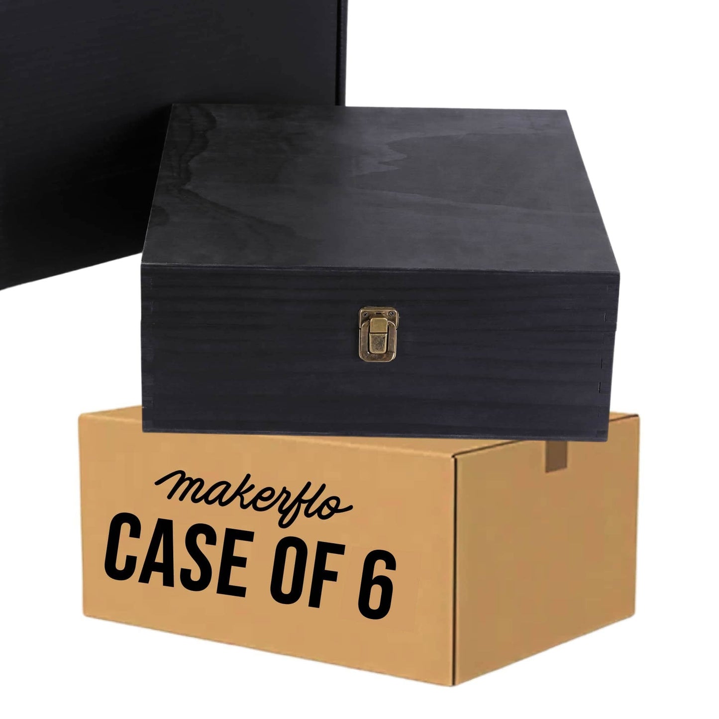 MakerFlo - Wood Memory Boxes, Large: Ebony (Black) / Singles