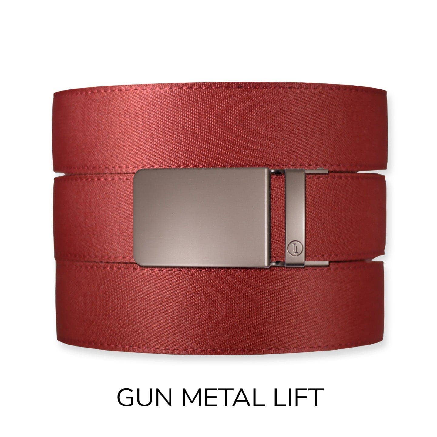 Tough Apparel - Brick Red Canvas+ Ratchet Belt & Buckle Set: American Flag - Gun Metal