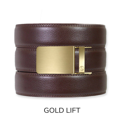 Tough Apparel - Espresso Leather Rachet Belt & Buckle Set: Iron