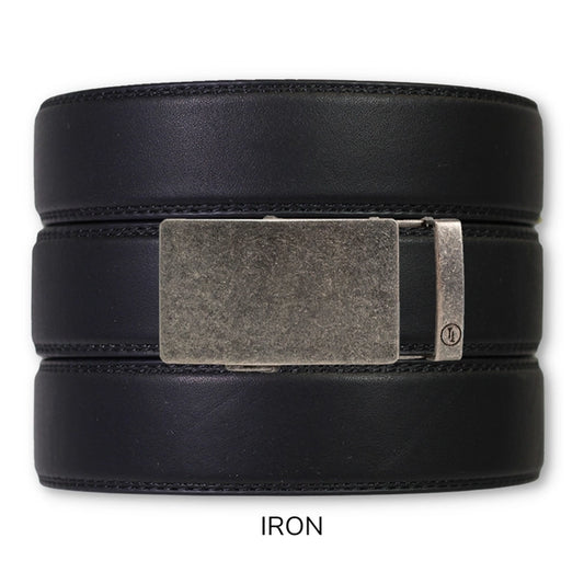 EDC Black Leather Gun Belt Strap with Iron Lift Buckle