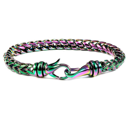 Crucible Polished Stainless Steel Franco Chain Bracelet: Iridescent