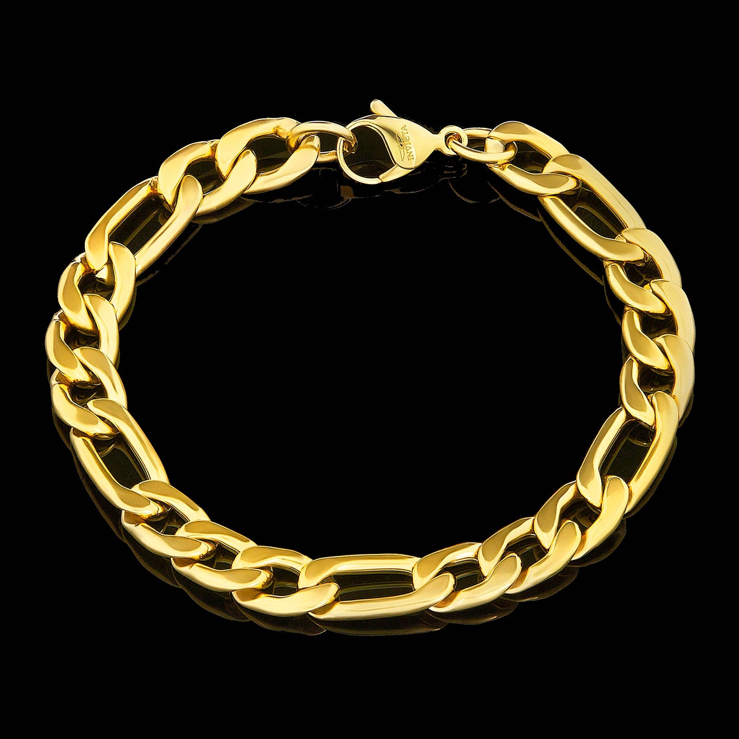 West Coast Jewelry - Invicta Jewelry Figaro Chain Steel Bracelet (9.3mm) - 8.75": Silver