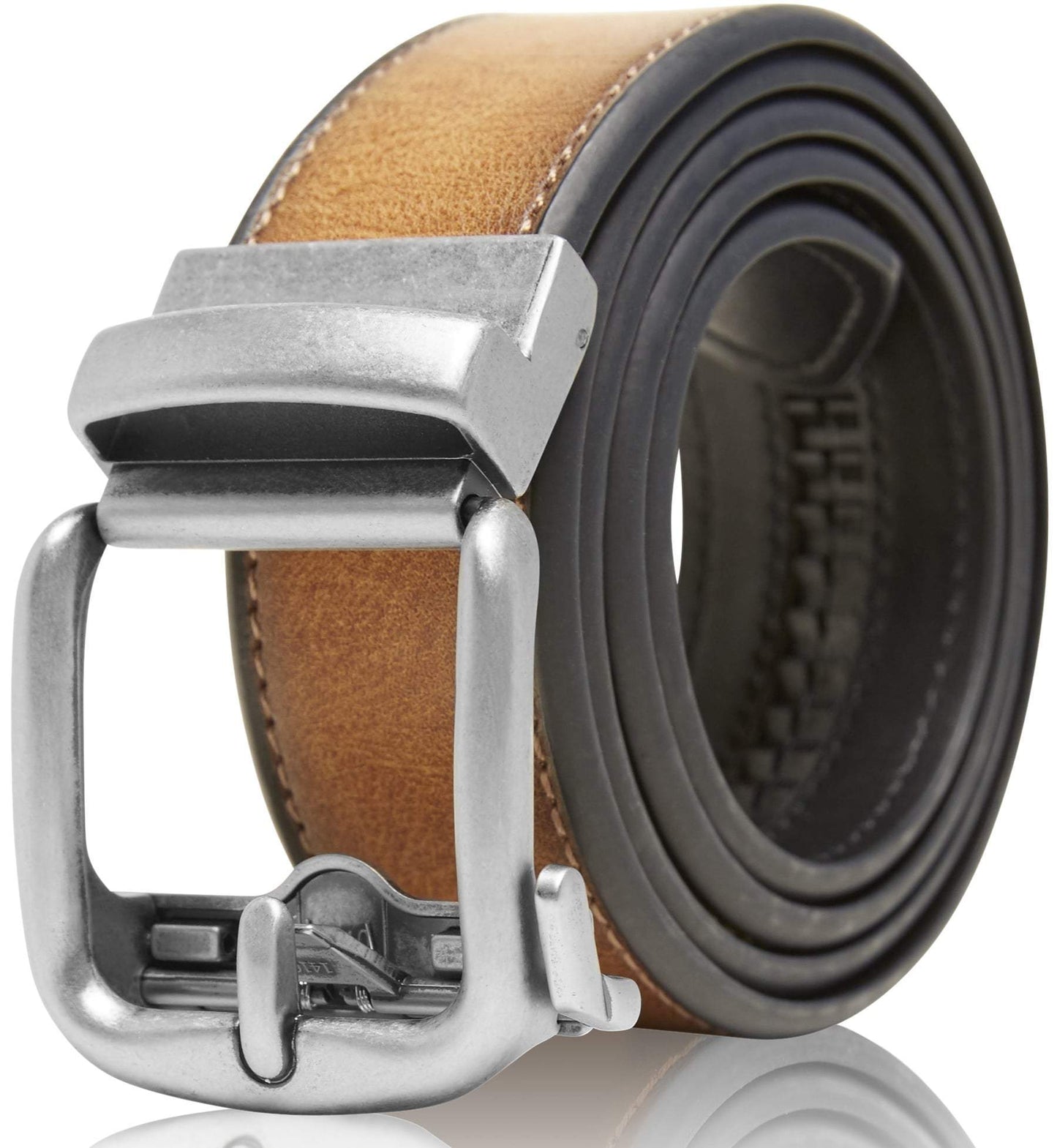 Access Denied Accessories Access Denied Accessories - Bonded Leather Ratchet Belt: Cognac / 44/46