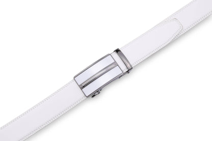 Access Denied Accessories Access Denied Accessories - Microfiber Leather Ratchet Belt: White