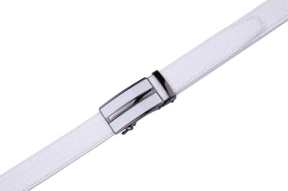 Access Denied Accessories Access Denied Accessories - Microfiber Leather Ratchet Belt: White