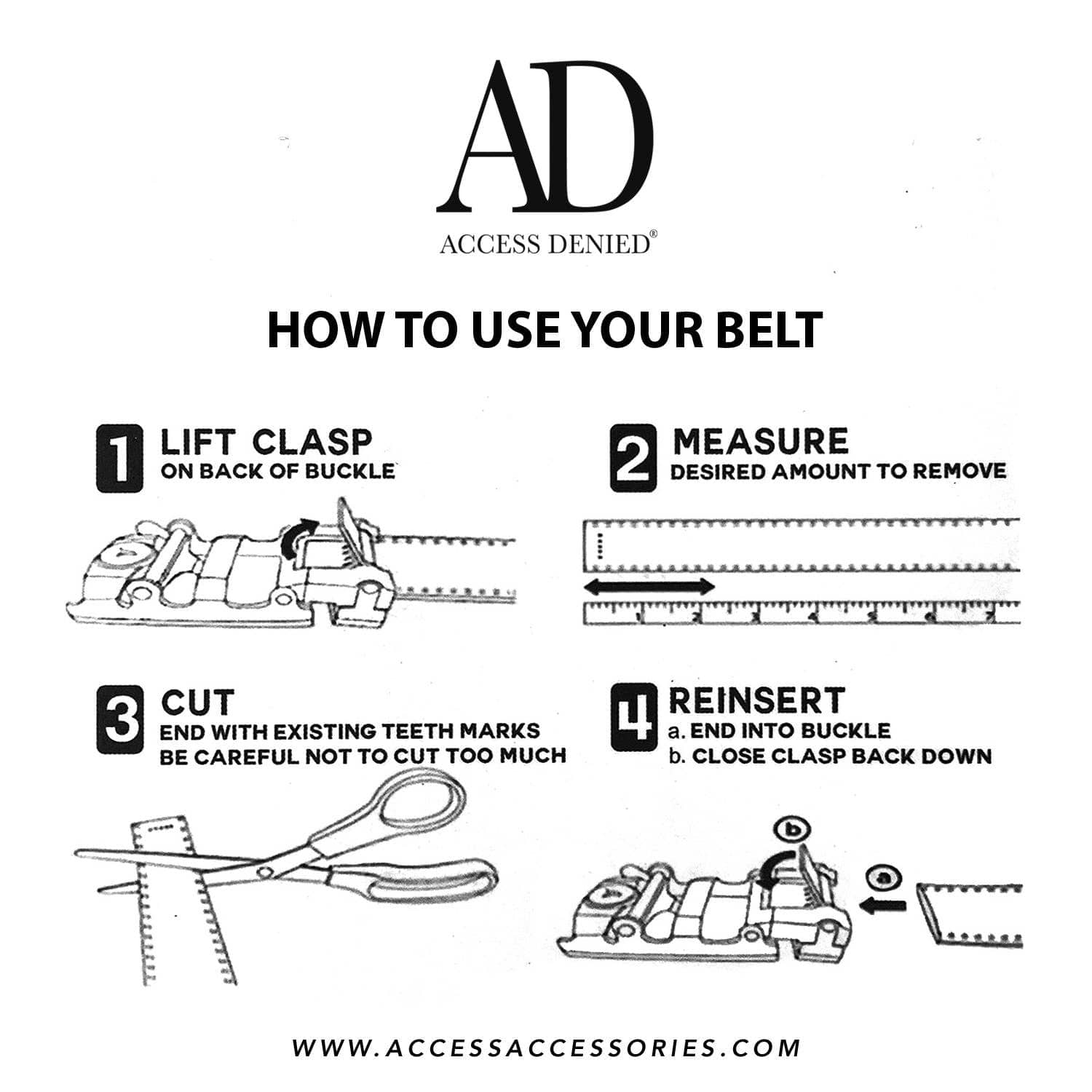 Access Denied Accessories Access Denied Accessories - Microfiber Leather Ratchet Belt: White