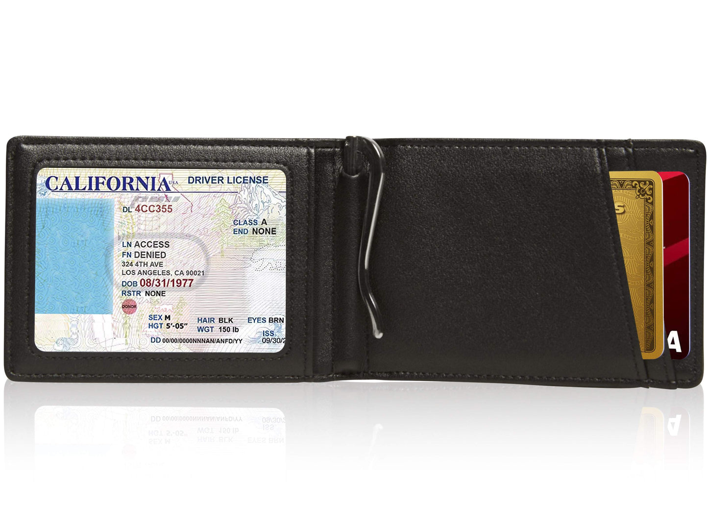 Access Denied Accessories Access Denied Accessories - Money Clip Bifold Wallet W/ Pull Strap: Black