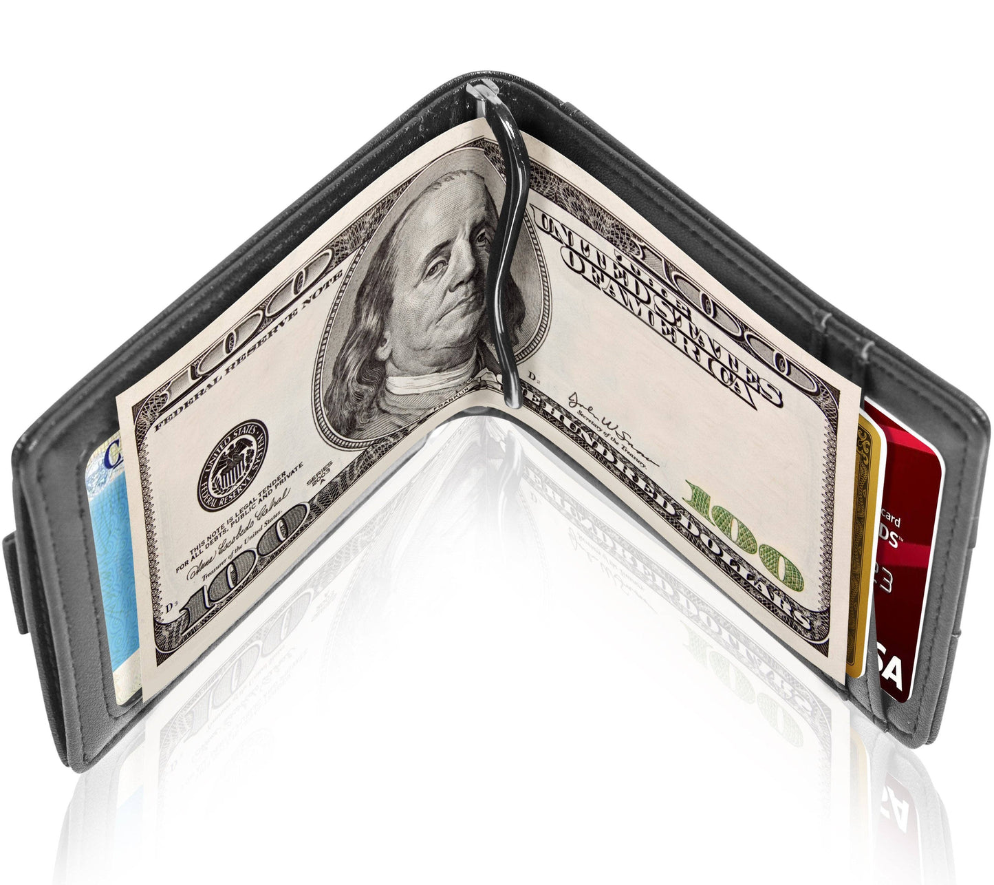 Access Denied Accessories Access Denied Accessories - Money Clip Bifold Wallet W/ Pull Strap: Black