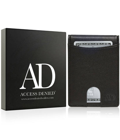 Access Denied Accessories Access Denied Accessories - Money Clip Bifold Wallet W/ Pull Strap: Black