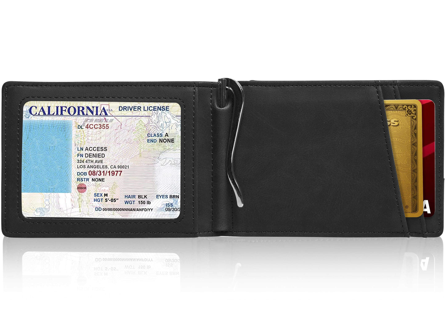 Access Denied Accessories Access Denied Accessories - Money Clip Bifold Wallet W/ Pull Strap: Black