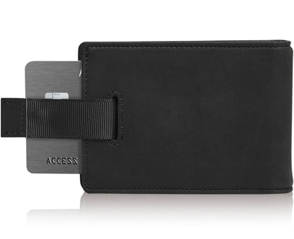 Access Denied Accessories Access Denied Accessories - Money Clip Bifold Wallet W/ Pull Strap: Black