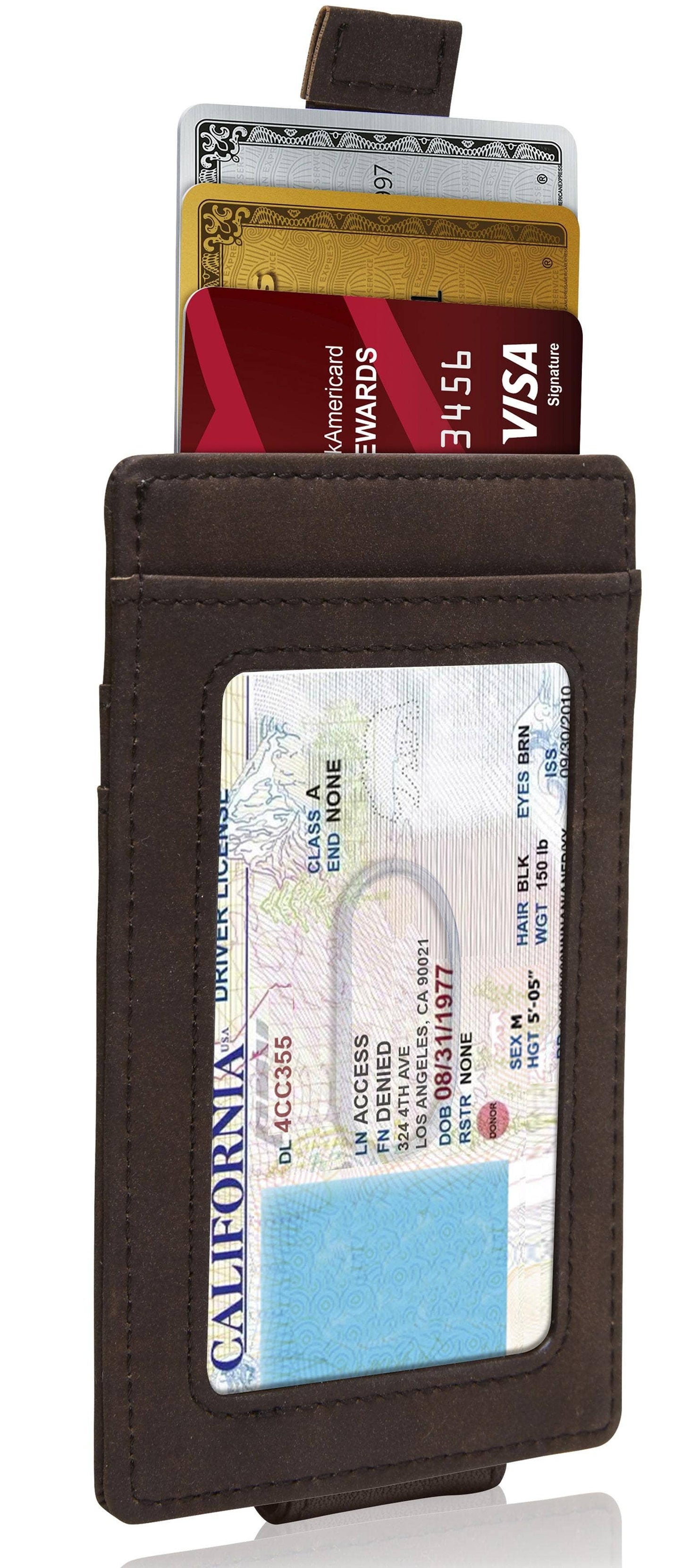 Access Denied Accessories Access Denied Accessories - Money Clip Card Holder With Pull Strap: Brown Crazyhorse