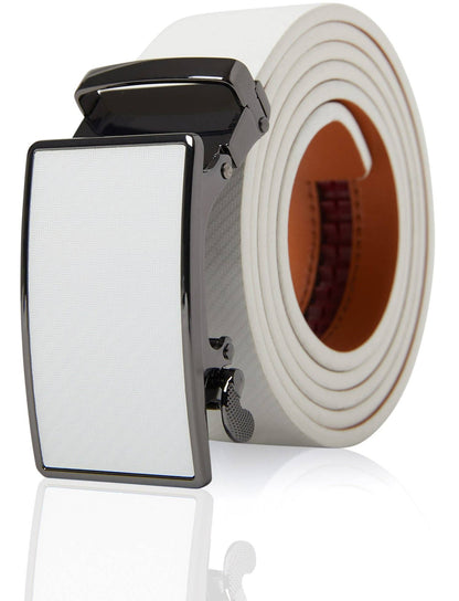 Access Denied Accessories Access Denied Accessories - Real Leather Mens Ratchet Belts For Men Adjustable Buckle : White