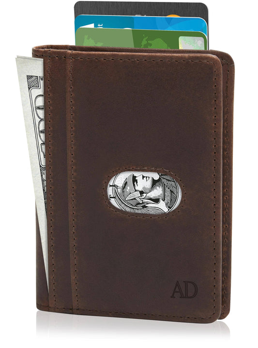 Access Denied Accessories Access Denied Accessories - Slim Bifold Wallet With Pull Strap: Brown Crazyhorse