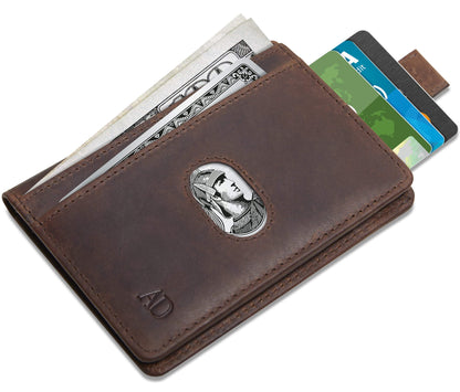 Access Denied Accessories Access Denied Accessories - Slim Bifold Wallet With Pull Strap: Brown Crazyhorse