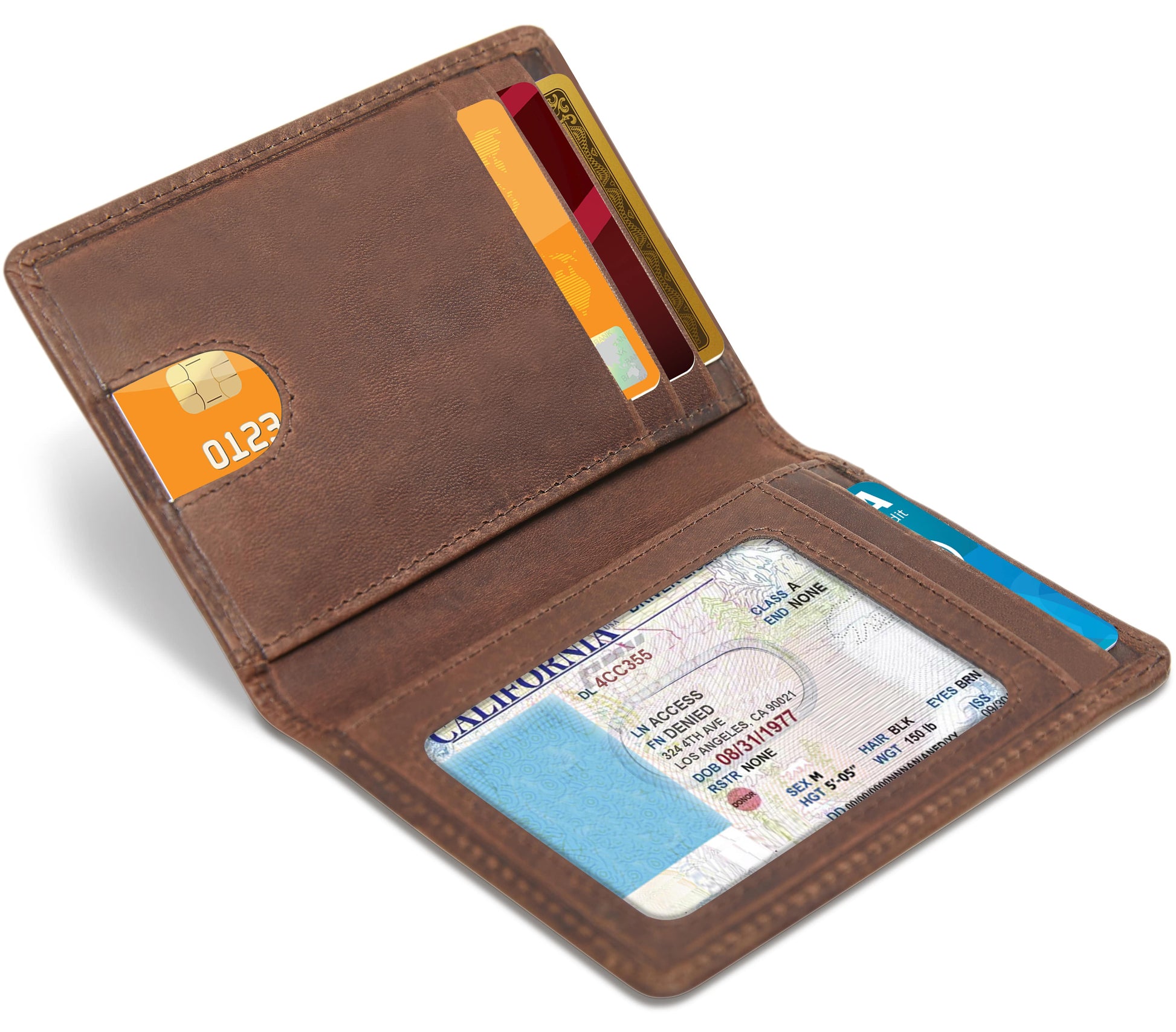 Access Denied Accessories Access Denied Accessories - Slim Bifold Wallet With Pull Strap: Brown Crazyhorse