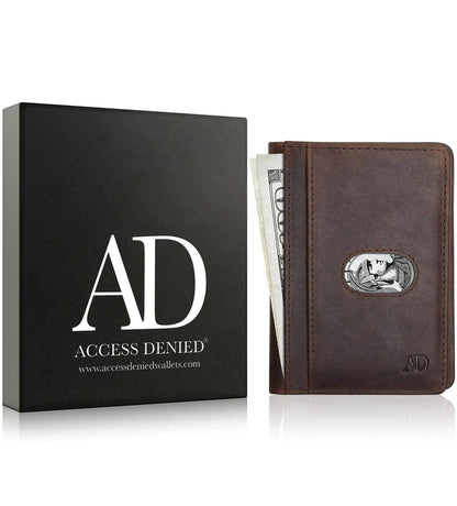 Access Denied Accessories Access Denied Accessories - Slim Bifold Wallet With Pull Strap: Brown Crazyhorse