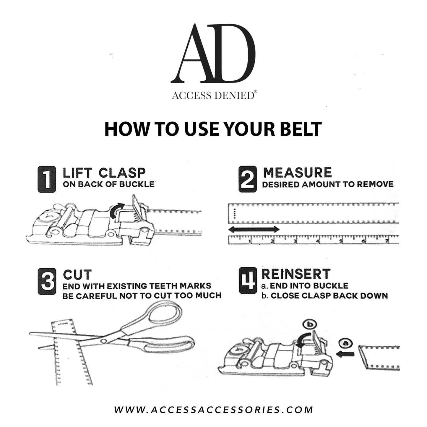 Access Denied Accessories Access Denied Accessories - Summer Accessories Men's Gifts Leather Ratchet Belt: Black