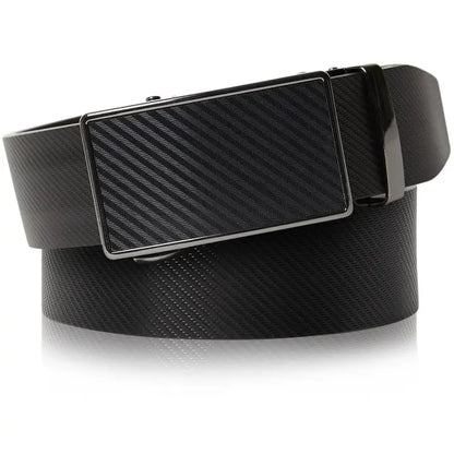 Access Denied Accessories Belts Real Leather Mens Ratchet Belt/Adjustable Buckle: Carbon Fiber