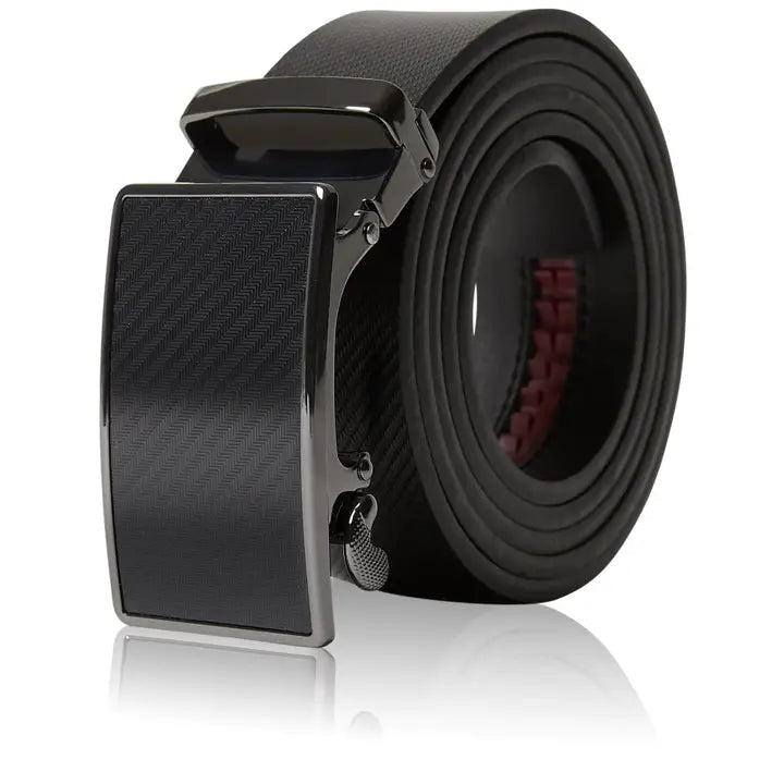 Access Denied Accessories Belts Real Leather Mens Ratchet Belt/Adjustable Buckle: Carbon Fiber