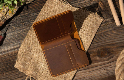 American Leather Goods American Leather Goods - Genuine Leather Bifold Wallet, Handmade Wallet for Men: Brown
