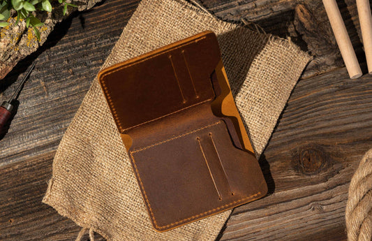 American Leather Goods American Leather Goods - Genuine Leather Bifold Wallet, Handmade Wallet for Men: Brown