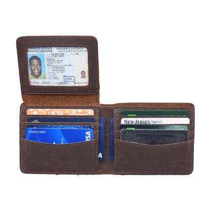 American Leather Goods American Leather Goods - Genuine Leather Wallet for Men with Flap out ID Window: Blue