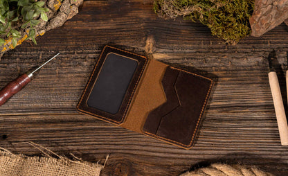 American Leather Goods American Leather Goods - Genuine Leather Wallet, Handmade Wallet with ID Window: Brown