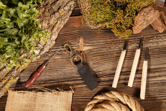 American Leather Goods American Leather Goods - Leather Keychain, Geniune Leather Keychain: Black