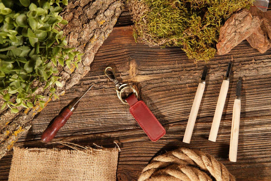 American Leather Goods American Leather Goods - Leather Keychain, Geniune Leather Keychain: Burgundy