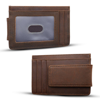American Leather Goods American Leather Goods - Personalized Leather Wallet with Magnet Clip: Brown