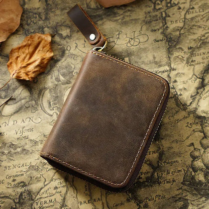 American Leather Goods Leather Wallet Credit Card Holder - Genuine Leather Wallet: Dark Brown