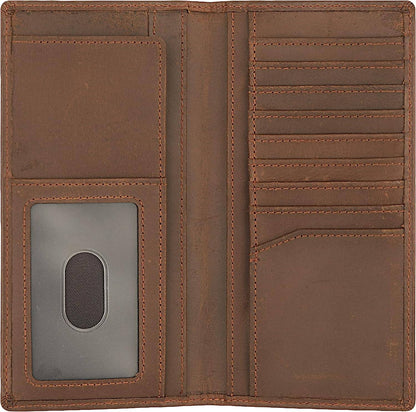 American Leather Goods Leather Wallet Genuine Leather Bifold Long Wallets for Men - Brown