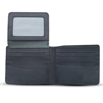 American Leather Goods Leather Wallet Genuine Leather Wallet for Men with Flap out ID Window: Black