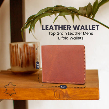 American Leather Goods Leather Wallet Genuine Leather Wallet for Men with Flap out ID Window: Black