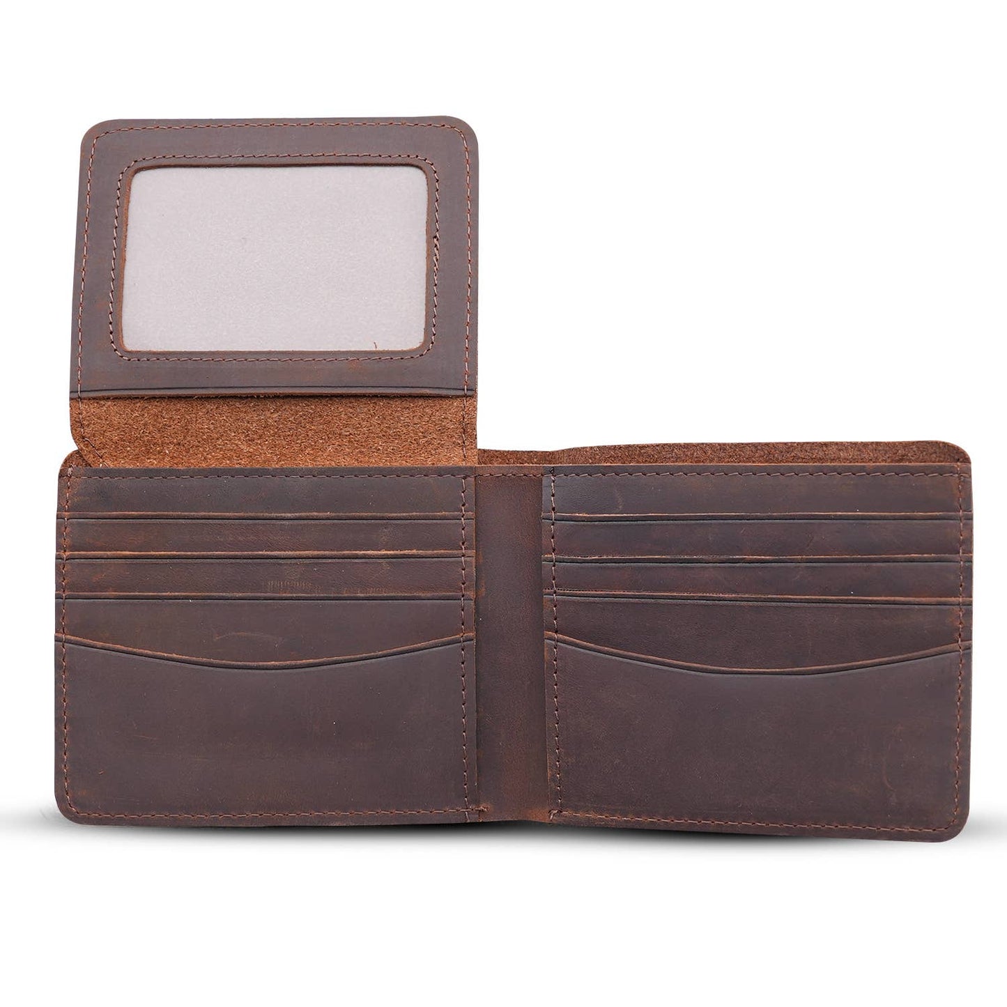 American Leather Goods Leather Wallet Genuine Leather Wallet for Men with Flap out ID Window: Dark Brown