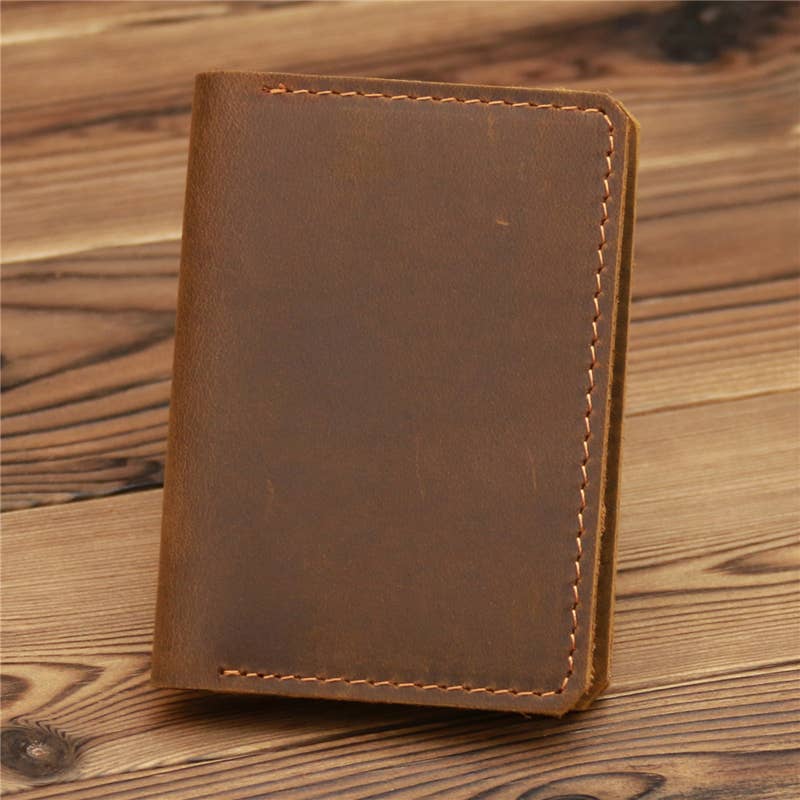 American Leather Goods Leather Wallet Genuine Leather Wallet, Handmade Wallet with ID Window: Dark Brown