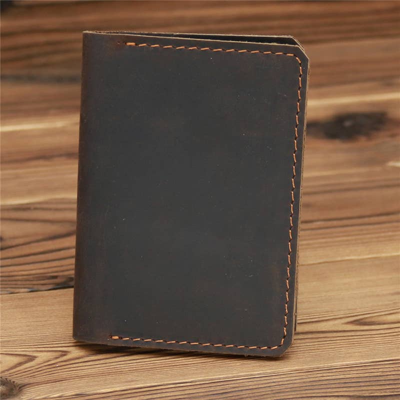 American Leather Goods Leather Wallet Genuine Leather Wallet, Handmade Wallet with ID Window: Dark Brown