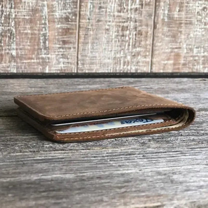 American Leather Goods Leather Wallet Handmade Genuine Leather Bifold Wallet for Men - Rustic: Brown